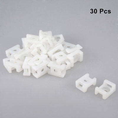 Harfington Uxcell Cable Tie Base Saddle Wire Holder Nylon 9mm Hole Width White 5mm Dia Hole 30Pcs