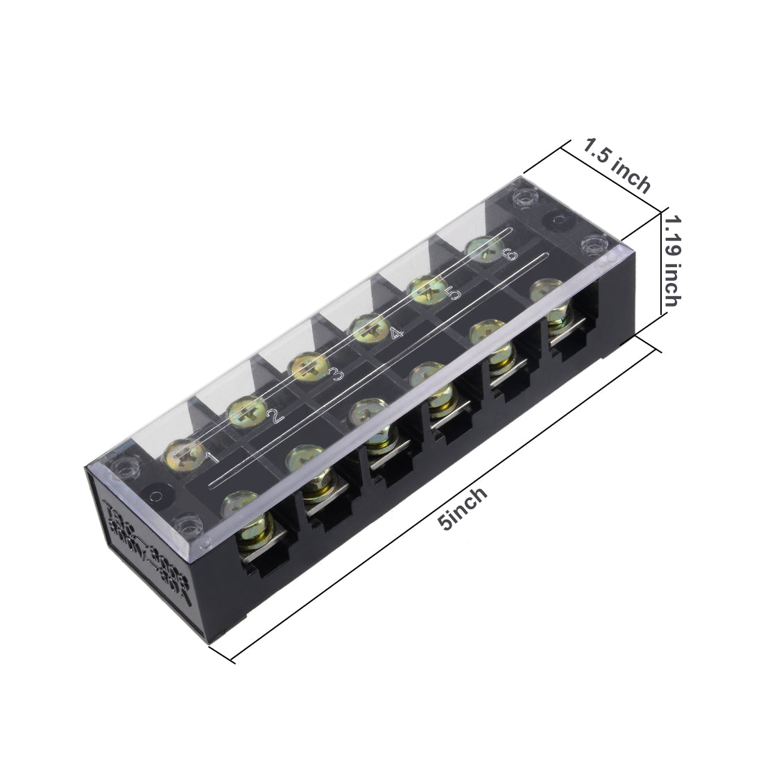 uxcell Uxcell 6 Positions Dual Rows 600V 60A Wire Barrier Block Terminal Strip TBC-6006