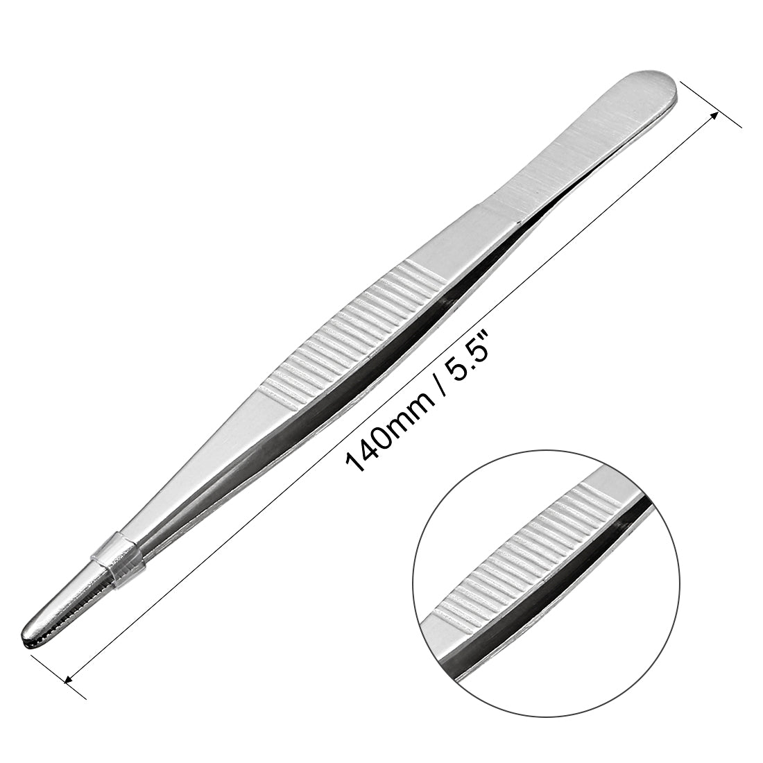 uxcell Uxcell 1 Pcs 5.5-Inch 430 Stainless Steel Straight Blunt Tweezers with Serrated Tip