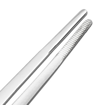 Harfington Uxcell 1 Pcs 10-Inch Stainless Steel Straight Blunt Tweezers with Serrated Tip