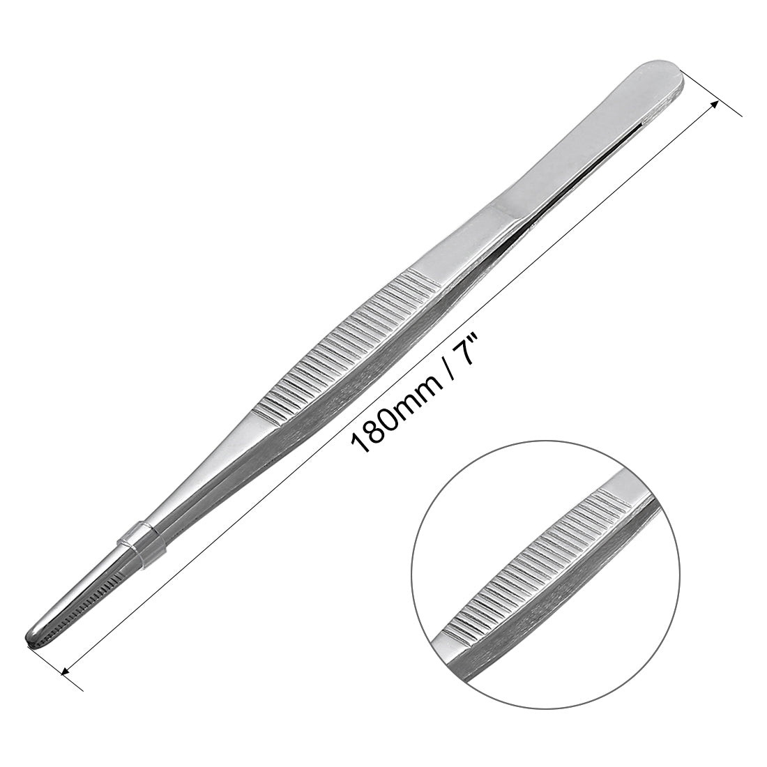 uxcell Uxcell 2 Pcs Stainless Steel Straight Blunt Tweezers with Serrated Tip,7-Inch Length