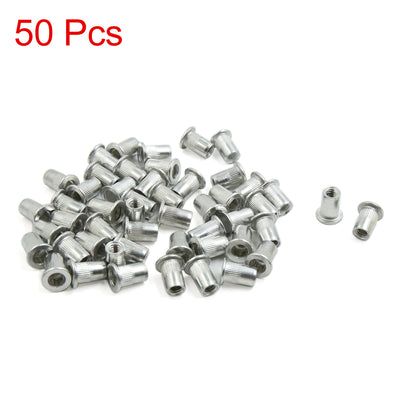 uxcell Uxcell 50pcs M6 Thread Aluminum Alloy Flat Head Rivet Nut Insert  for Car