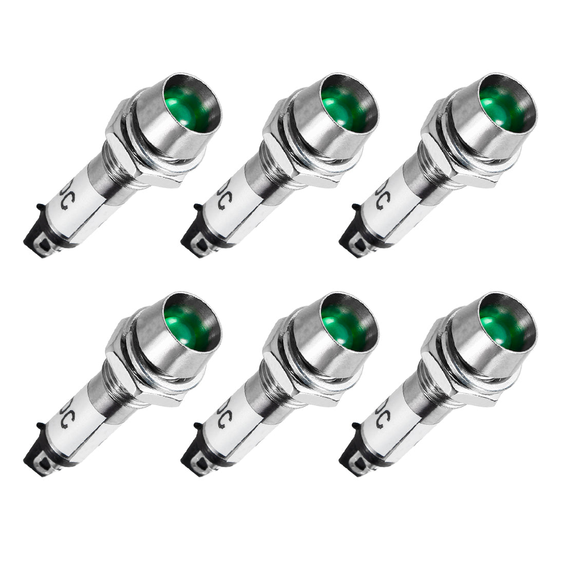 uxcell Uxcell Indicator Light DC 12V, Metal Shell Panel Mount 5/16" 8mm 6Pcs