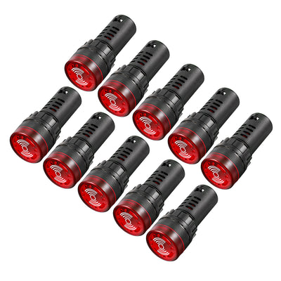 Harfington Uxcell 10pcs Pilot Light AC/DC 24V Panel Indicator Flashing Alarm with Buzzer, Red LED