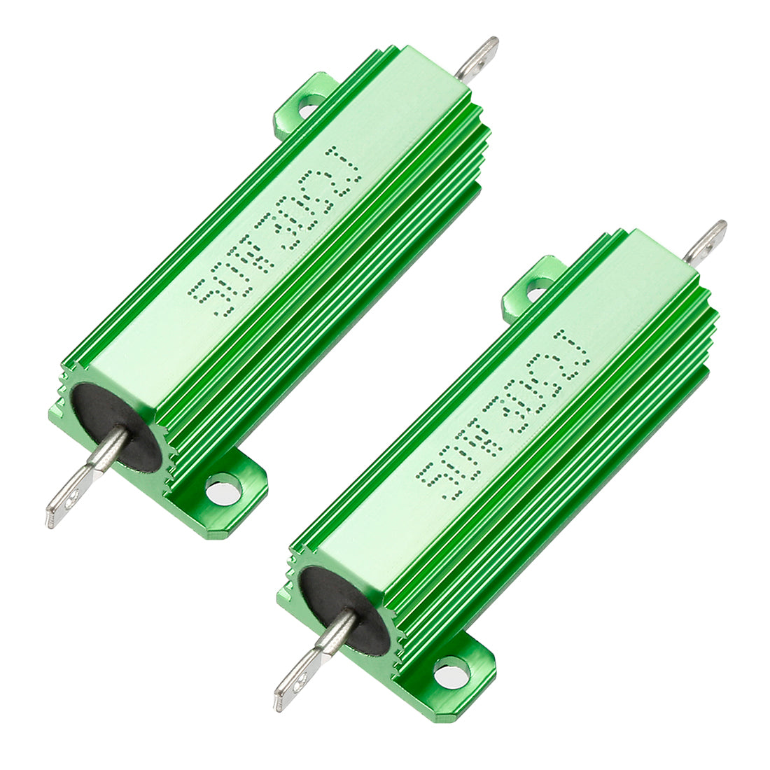 uxcell Uxcell 50W 30 Ohm 5% Aluminum Housing Resistor Screw  Chassis Mounted Aluminum Case Wirewound Resistor Load Resistors Green 2 pcs