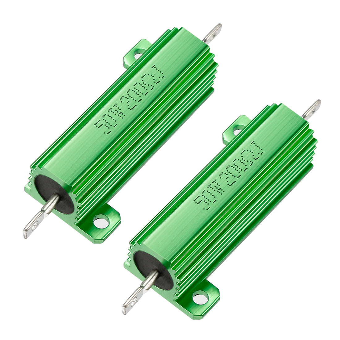 uxcell Uxcell 50W 200 Ohm 5% Aluminum Housing Resistor Screw  Chassis Mounted Aluminum Case Wirewound Resistor Load Resistors Green 2 pcs