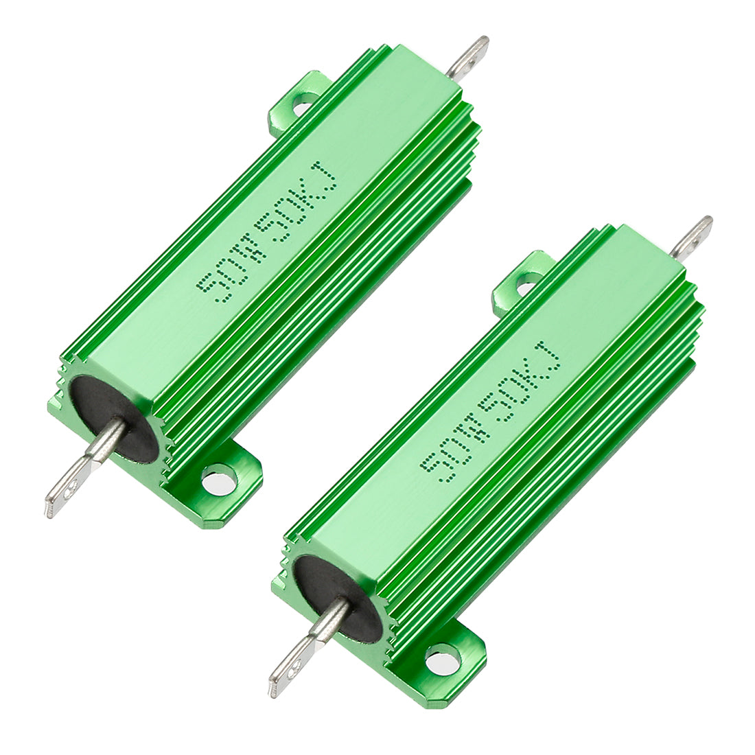 uxcell Uxcell 50W 50k Ohm 5% Aluminum Housing Resistor Screw  Chassis Mounted Aluminum Case Wirewound Resistor Load Resistors Green 2 pcs