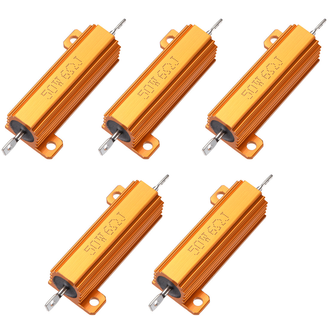 uxcell Uxcell 50W 6 Ohm 5% Aluminum Housing Resistor Screw  Chassis Mounted Aluminum Case Wirewound Resistor Load Resistors Gold Tone 5pcs