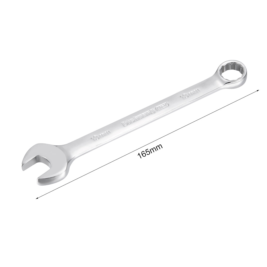 uxcell Uxcell Metric 13mm 12-Point Box Open End Combination Wrench Chrome Finish, Cr-V