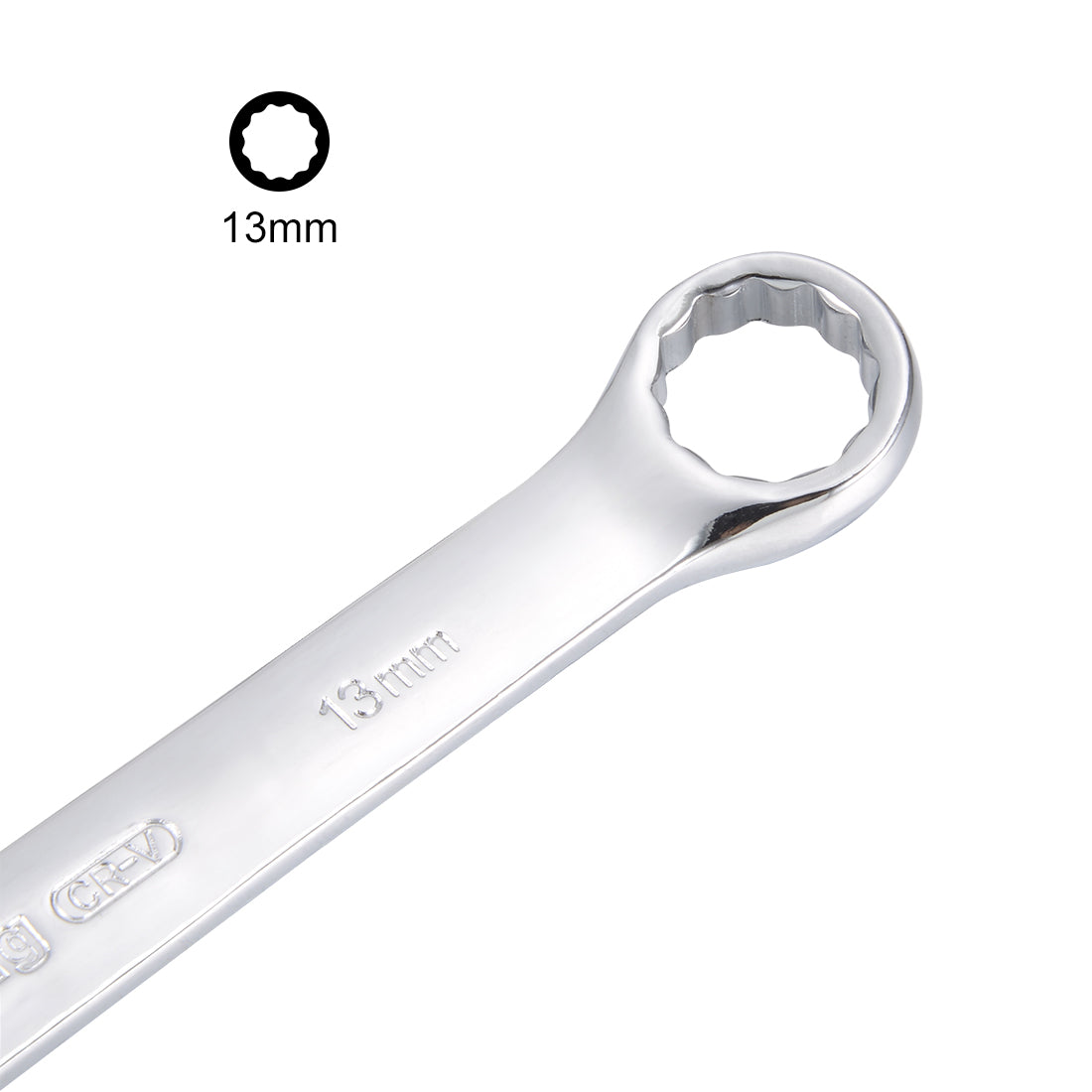 uxcell Uxcell Metric 13mm 12-Point Box Open End Combination Wrench Chrome Finish, Cr-V