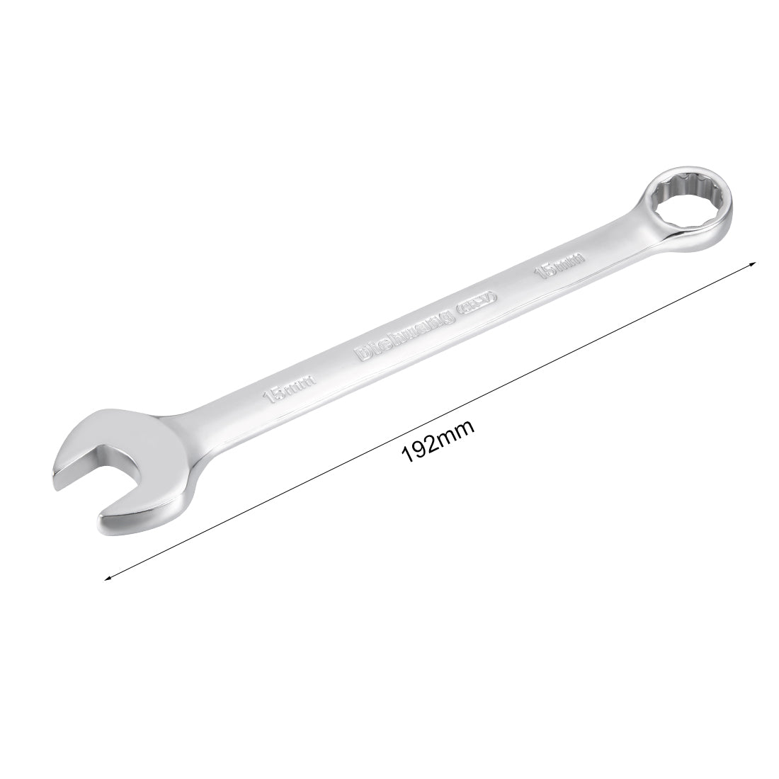 uxcell Uxcell Metric 15mm 12-Point Box Open End Combination Wrench Chrome Finish, Cr-V