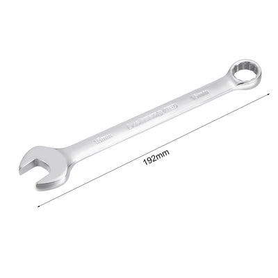 Harfington Uxcell Metric 15mm 12-Point Box Open End Combination Wrench Chrome Finish, Cr-V