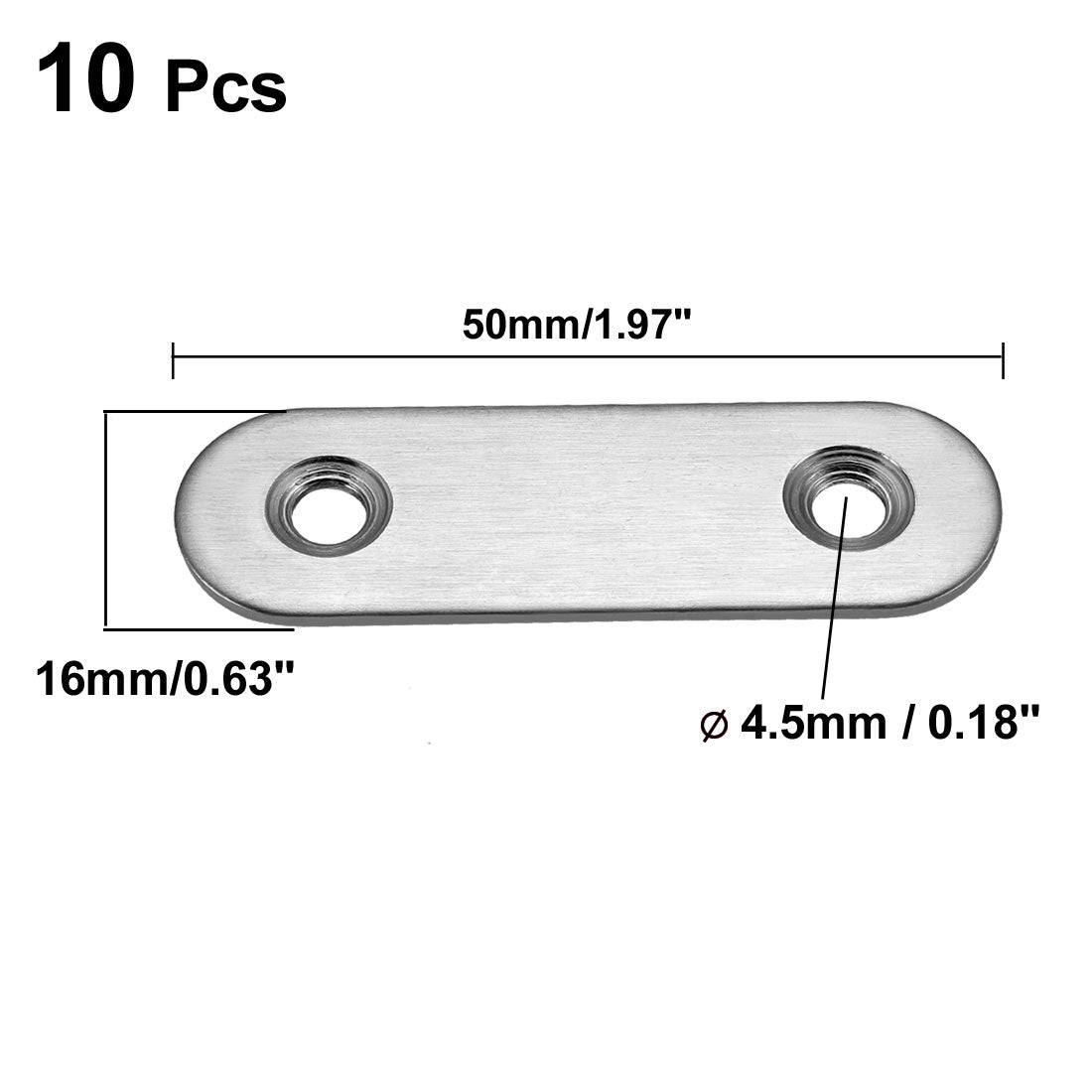 uxcell Uxcell Flat Stainless Steel Repair Mending Fixing Plate Brackets,50mmx16mm,10pcs