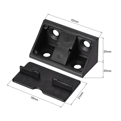 Harfington Uxcell Shelf Door 42mmx20mmx20mm 4 Holes Plastic Corner Braces Angle Brackets Black 20 Pcs