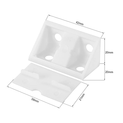 Harfington Uxcell Shelf Door 42mmx20mmx20mm 4 Holes Plastic Corner Braces Angle Brackets White 24 Pcs