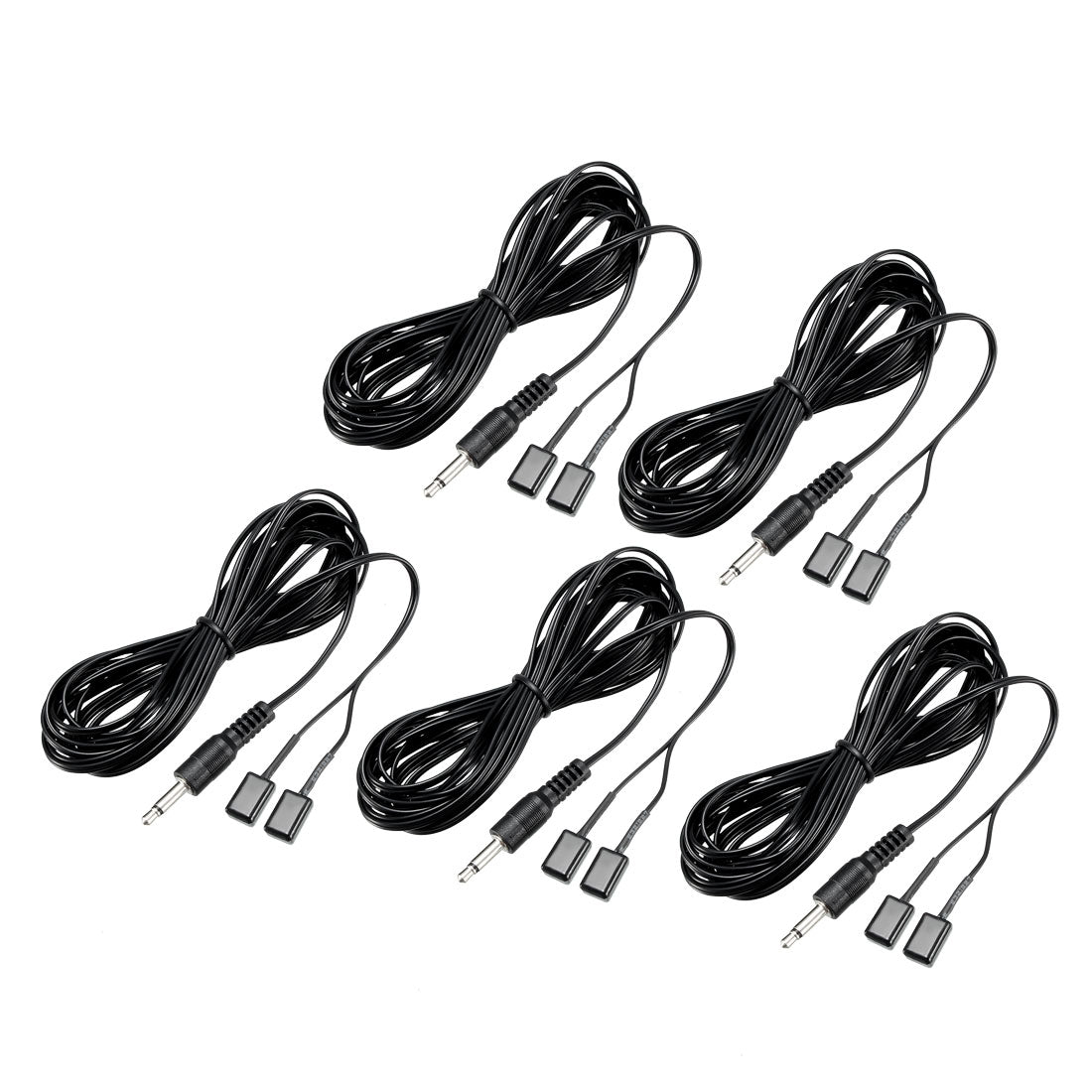 uxcell Uxcell IR Infrared Emitter Extension Cable 9.8ft  45 Degree Emission Angle 3.5mm Jack Dual Black Head 5pcs