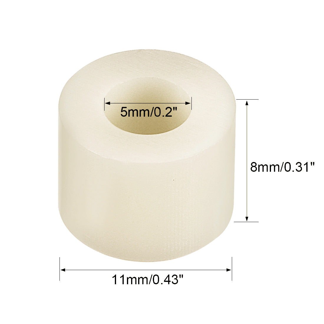 uxcell Uxcell Round Spacers Washers for M5 Screws ABS OD 11mm, ID 5mm, Height 8mm 20pcs