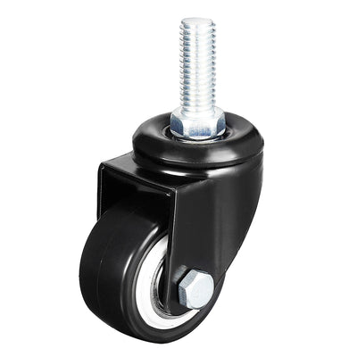 Harfington Uxcell 1.5 Inch Swivel Caster Wheels PU 360 Degree Threaded Stem Caster Wheel, M10 x 25mm, 110lb Capacity