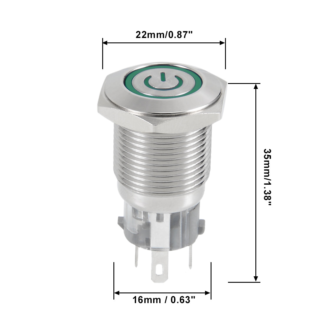 Harfington Latching Metal Push Button Switch Mounting Dia Light