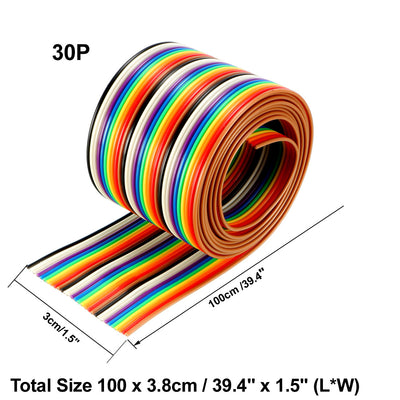 Harfington Uxcell Flat Ribbon Cable 30P Rainbow IDC Wire 1.27mm Pitch 1 Meter Long