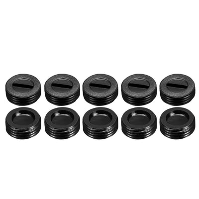 Harfington Uxcell Carbon Brush Holder Caps 12mm O.D. 5.0mm I.D. 5mm Thickness Motor Brush Cover Plastic Fitting Thread Black 10pcs