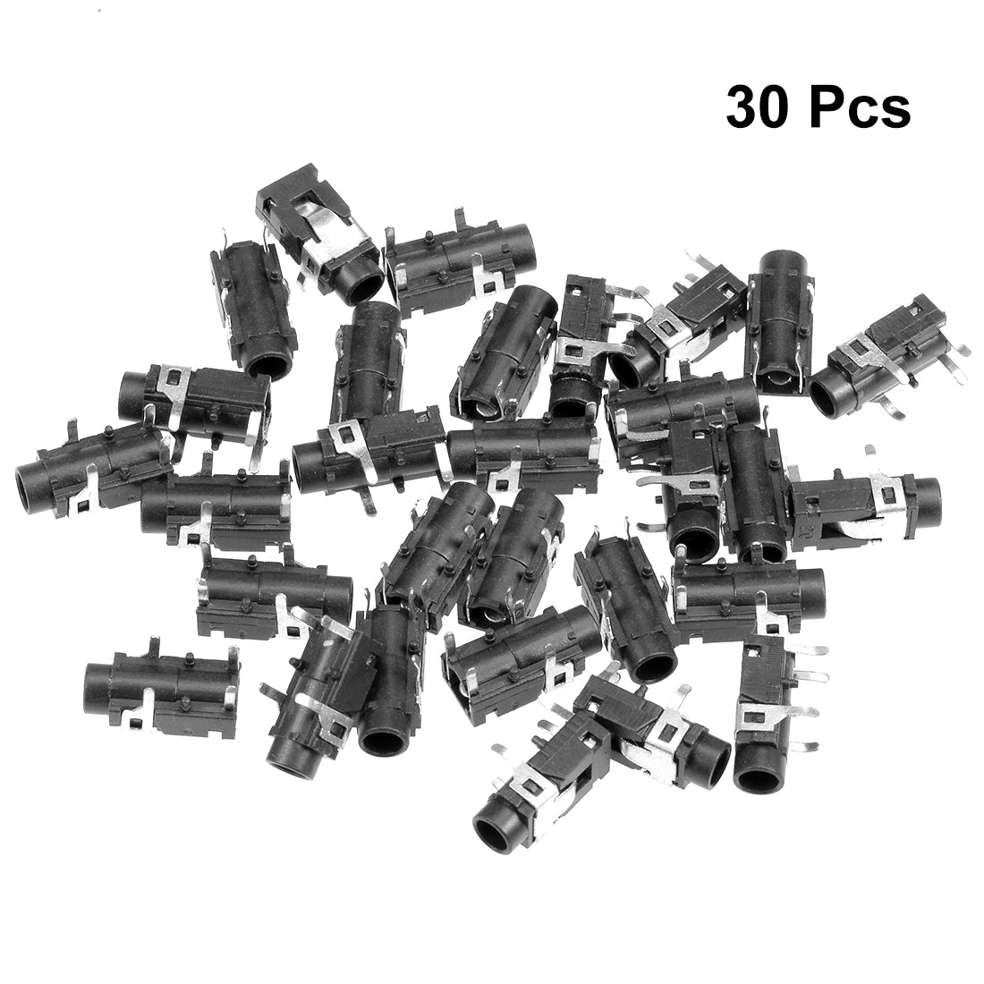 uxcell Uxcell 30Pcs PCB Mount 3.5mm 4 Pin Socket Headphone Stereo Jack Audio Video Connector Black PJ321