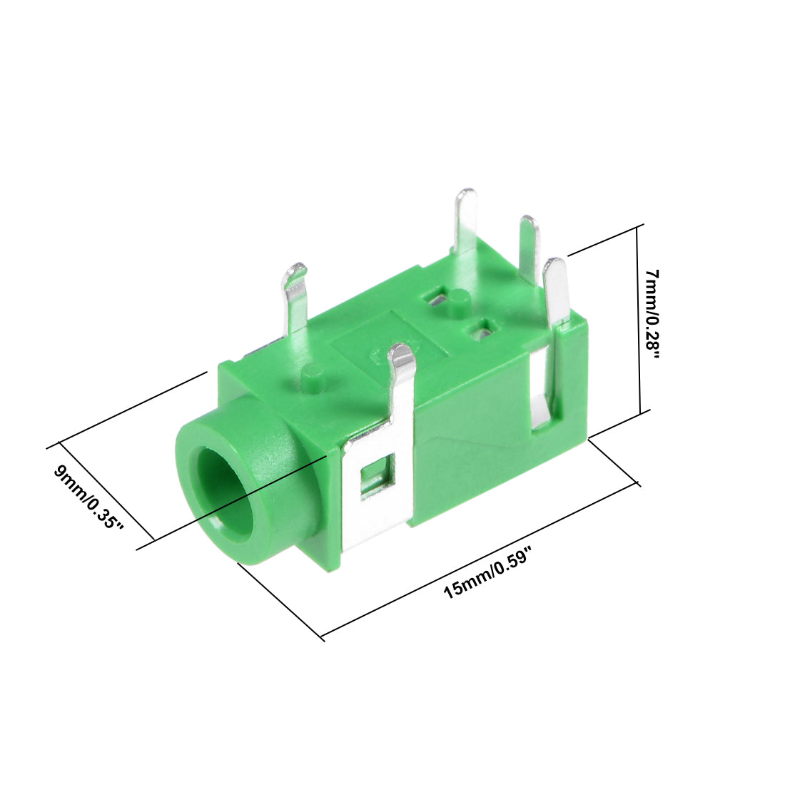 uxcell Uxcell 10Pcs PCB Mount 3.5mm 5 Pin Socket Headphone Stereo Jack Audio Video Connector Green PJ322