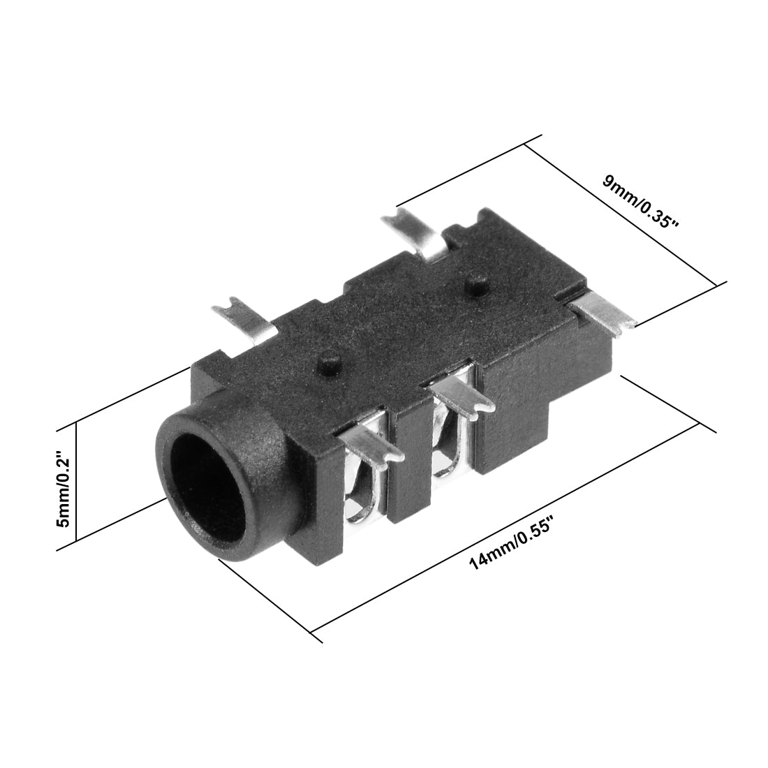 uxcell Uxcell 8Pcs PCB Mount 3.5mm 5 Pin Socket Headphone Stereo Jack Audio Video Connector Black PJ327F