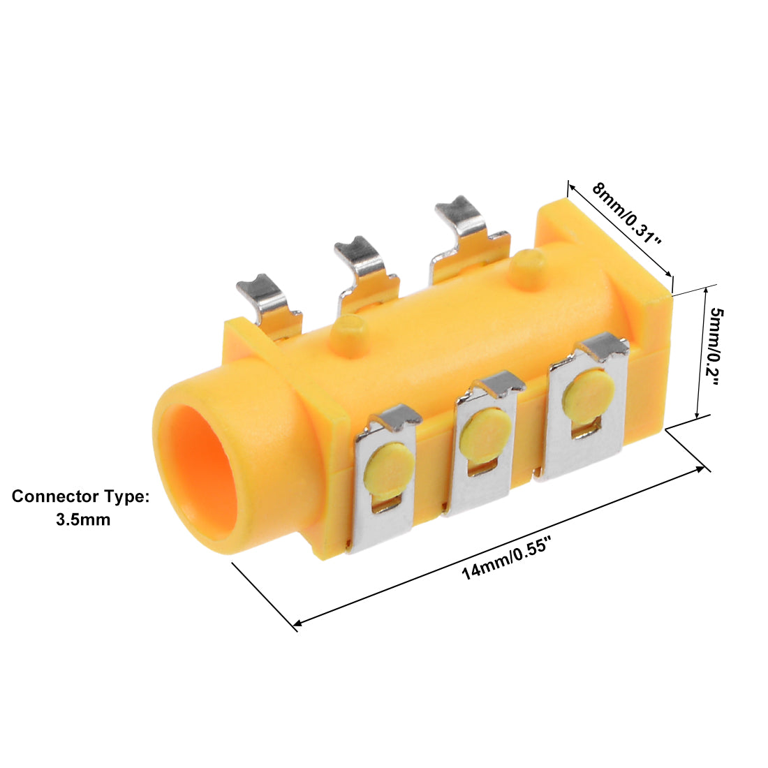 uxcell Uxcell 10Pcs PCB Mount 3.5mm 6 Pin Socket Headphone Stereo Jack Audio Video Connector Yellow PJ313D