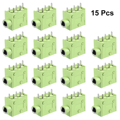 Harfington Uxcell 15Pcs PCB Mount 3.5mm 5 Pin Socket Headphone Stereo Jack Audio Video Connector Green PJ325