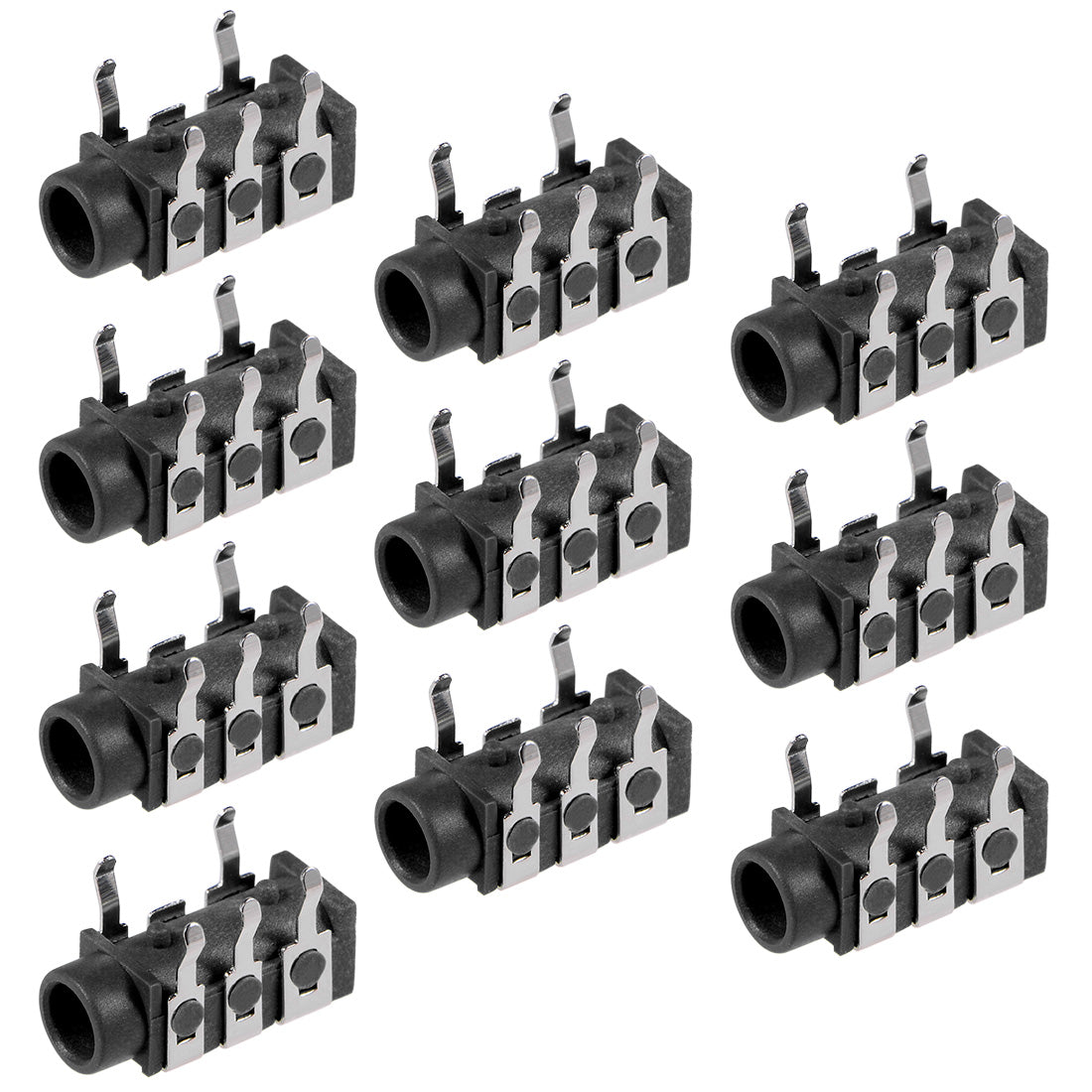 uxcell Uxcell 10Pcs PCB Mount 3.5mm 5 Pin Socket Headphone Stereo Jack Audio Video Connector Black PJ-313D