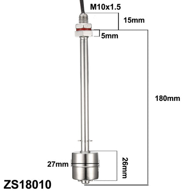 Harfington Uxcell Stainless Steel Float Switch M10 195mm Fish Tank Vertical Liquid Water Level Sensor