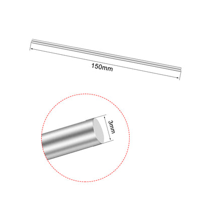 Harfington Uxcell 2Pcs Stainless Steel Shaft Round Rod 150mmx3mm for DIY Toy RC Car Model Part