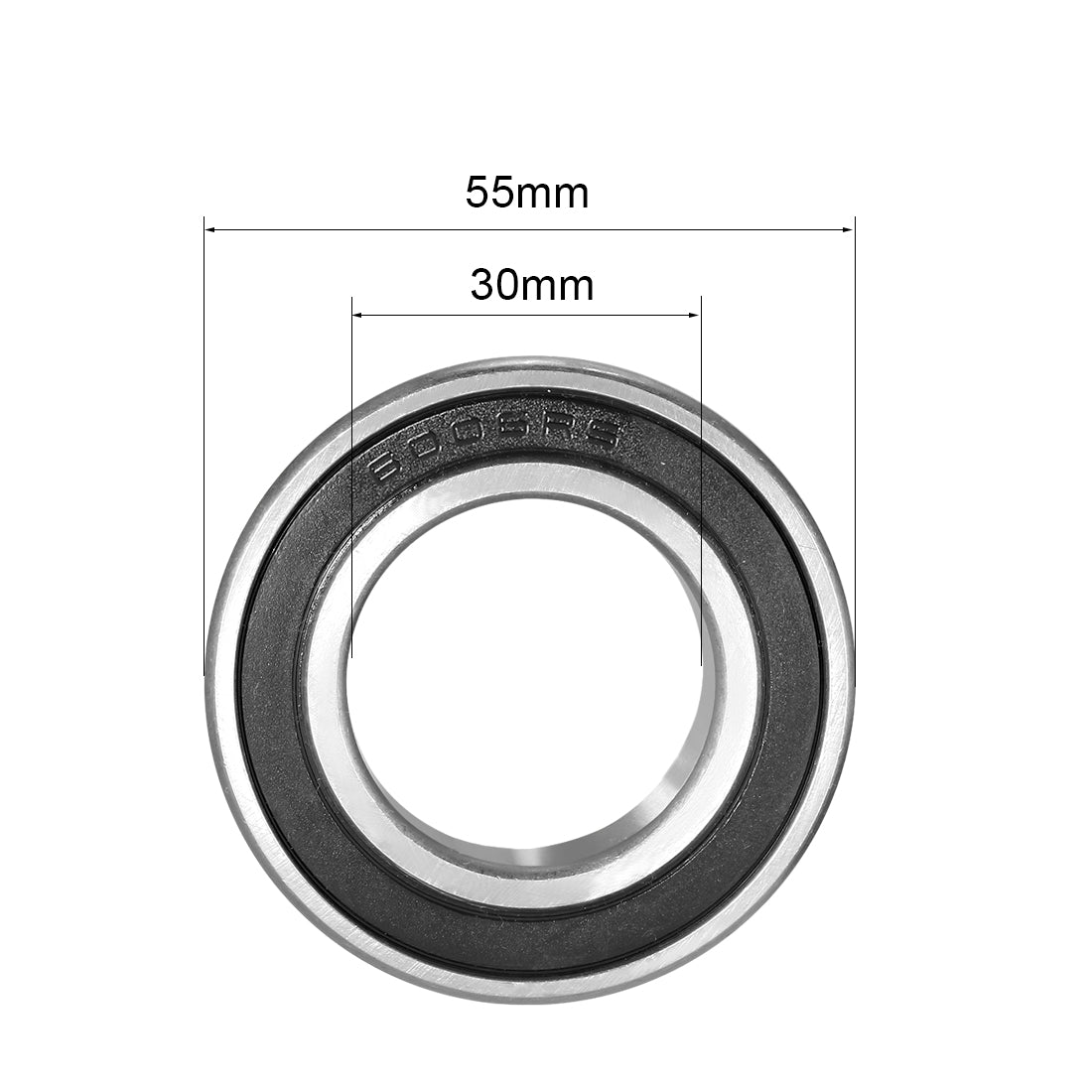 uxcell Uxcell Deep Groove Ball Bearing 6006RS Single Sealed, 30mm x 55mm x 13mm Chrome Steel Bearings