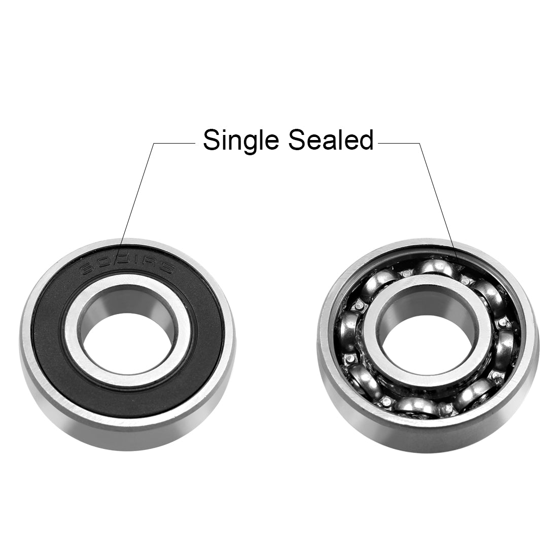 uxcell Uxcell Deep Groove Ball Bearings Metric Single Sealed Chrome Steel ABEC1 Z2