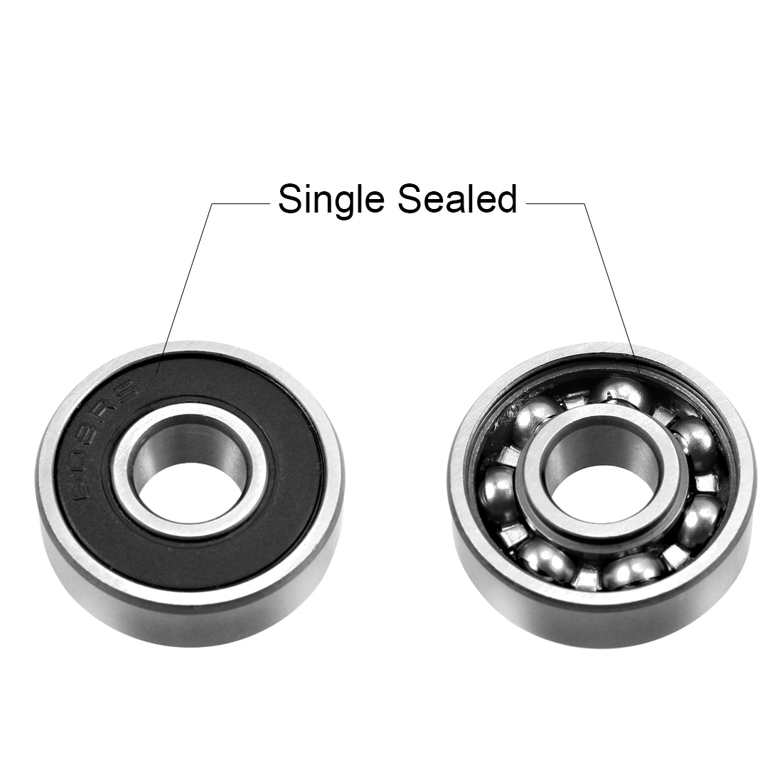 uxcell Uxcell Deep Groove Ball Bearings Metric Single Sealed Chrome Steel ABEC1 Z2