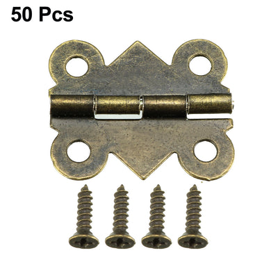 Harfington Uxcell 0.98" Antique Bronze Hinges Retro Butterfly Shape Hinge Replacement with Screws 50pcs