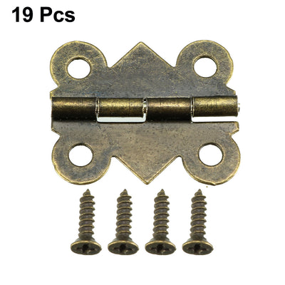 Harfington Uxcell 0.98" Antique Bronze Hinges Retro Butterfly Shape Hinge Replacement with Screws 19pcs