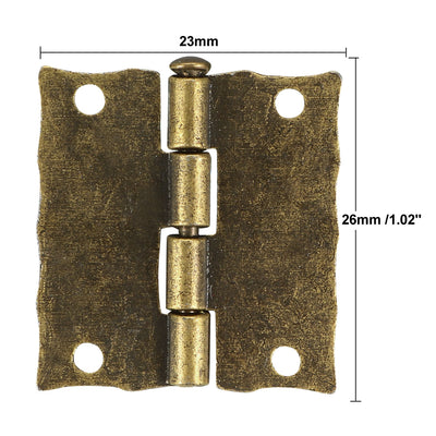 Harfington Uxcell 1.02" Antique Bronze Hinges Retro Carved Hinge Replacement with Screws 4pcs