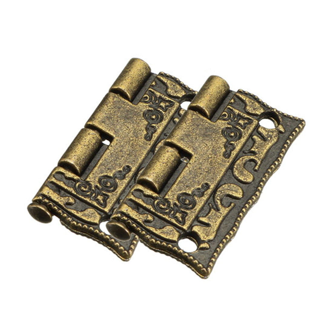 uxcell Uxcell 1.02" Antique Bronze Hinges Retro Carved Hinge Replacement with Screws 10pcs