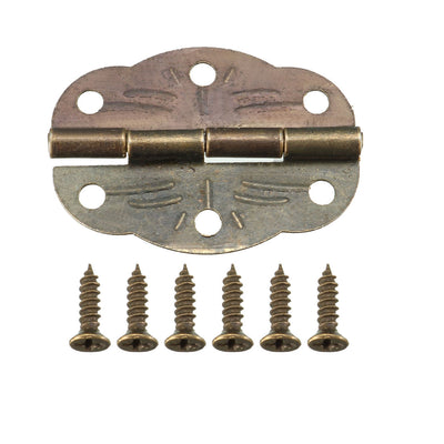 Harfington Uxcell 1.18" Antique Bronze Hinges Retro Mini Hinge Replacement with Screws 16pcs