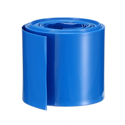 Harfington Uxcell PVC Heat Shrink Tubing 29.5mm Flat Width Heat Shrink Wrap Tube for 18650 2 Meters Length Blue