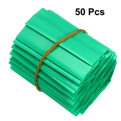 Harfington Uxcell PVC Heat Shrink Tubing 17mm Flat AAA Power Supply 48mm Length, Green, 50pcs