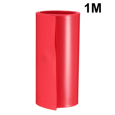 Harfington Uxcell PVC Heat Shrink Tubing 105mm Flat Width Heat Shrink Wrap Tube for 18650 Power Supplies 1 Meter Length, Red