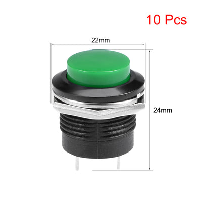 Harfington Uxcell 10Pcs,16mm Green Momentary Push Button Switch Round Raised Button R13-507 SPST  NO