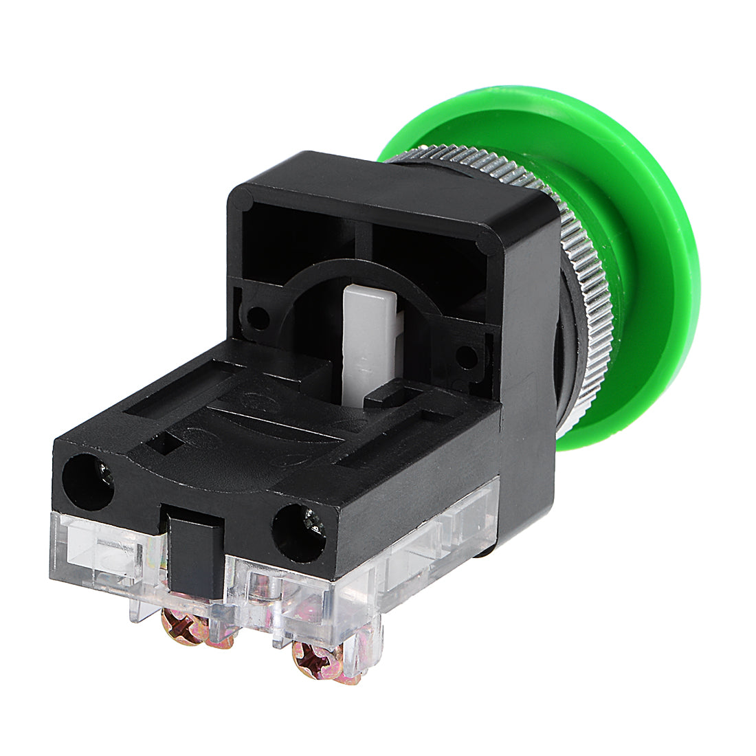 uxcell Uxcell 2Pcs 30mm Mounting Hole Momentary Push Button Switch Green DPST Mushroom Head