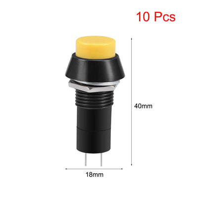 Harfington Uxcell 10Pcs,12mm Latching Push Button Switch Yellow Self-Locking Round Button SPST NO