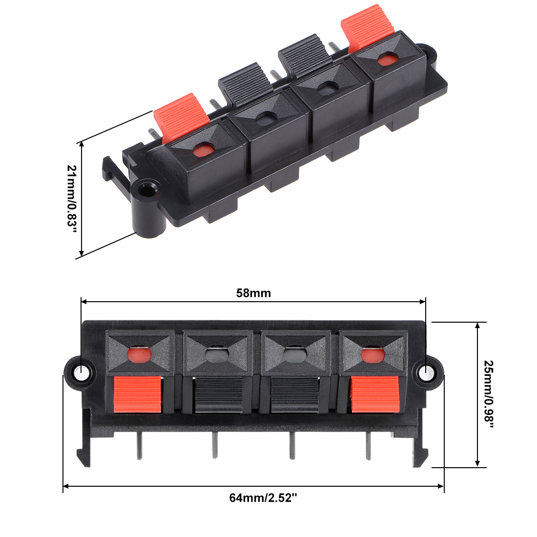 uxcell Uxcell 1pcs 4 Way Jack Socket Spring Push Release Connector Speaker Terminal Strip Block