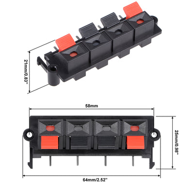 Harfington Uxcell 1pcs 4 Way Jack Socket Spring Push Release Connector Speaker Terminal Strip Block