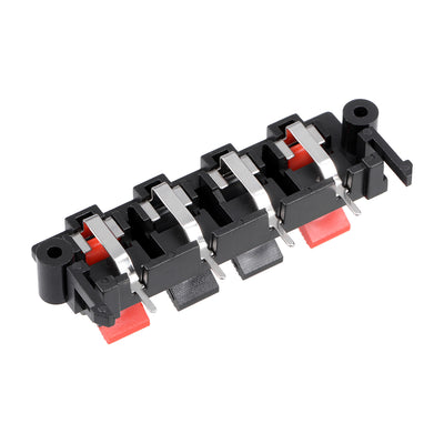 Harfington Uxcell 5pcs 4 Way Jack Socket Spring Push Release Connector Speaker Terminal Strip Block 64mm x 25mm